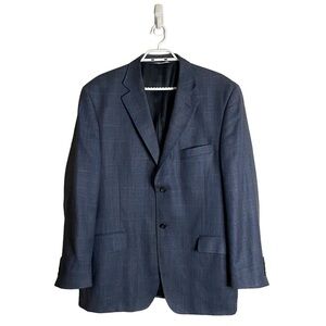 Joseph & Feiss Men's Blue Plaid Notch Lapel Wool Blazer